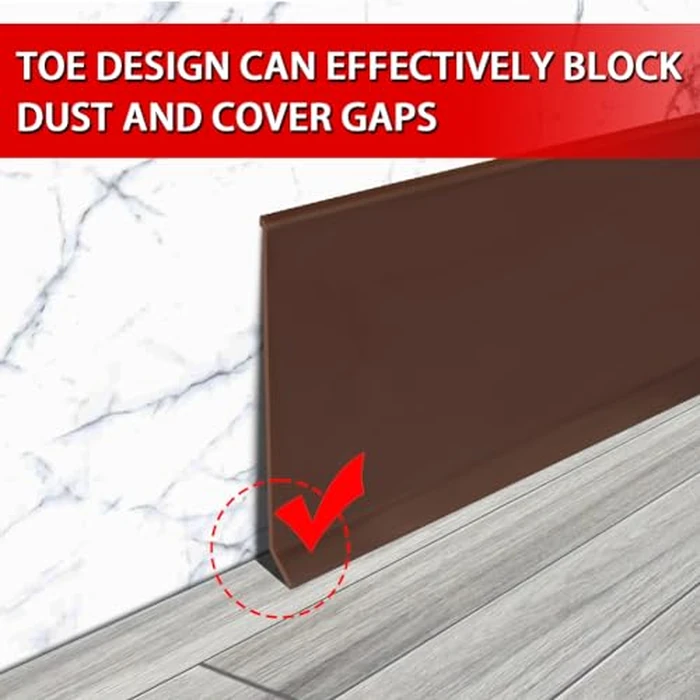 Vinyl Wall Base Baseboard Molding Trim 6" Flexible Self Adhesive Rubber Wall Base Moulding Trim Peel and Stick Design, 6 Inch x 100 Feet, Brown by FONUNO - Image 3