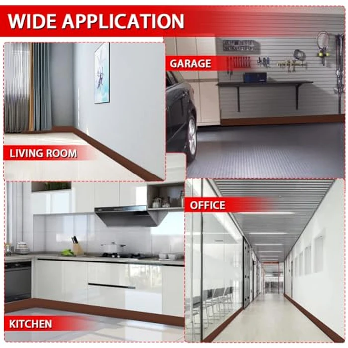 Vinyl Wall Base Baseboard Molding Trim 6" Flexible Self Adhesive Rubber Wall Base Moulding Trim Peel and Stick Design, 6 Inch x 100 Feet, Brown by FONUNO - Image 5