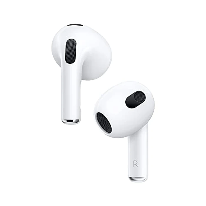 Apple AirPods (3rd Generation) Wireless Ear Buds, Bluetooth Headphones, Personalized Spatial Audio, Sweat and Water Resistant, Lightning Charging Case Included, Up to 30 Hours of Battery Life by Apple - Used - Acceptable condition