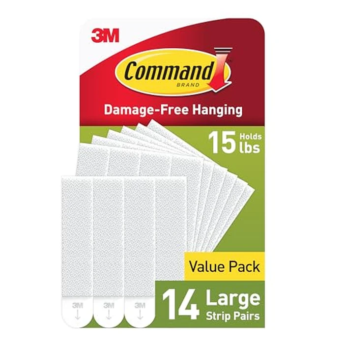 Command 15 lb Large Picture Hanging Strips 14 Pairs (28 Strips), Damage-Free Hanging Picture Hangers, No Tools Wall Hanger for Home Decor, White Adhesive by Command - Image 1