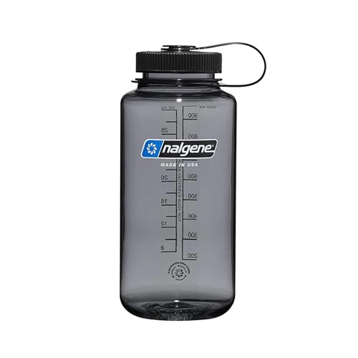 Nalgene 32 oz Wide Mouth Water Bottle BPA-Free, Durable & Leak Proof, Lightweight Bottle for Hiking & Gym, Work & Travel, Gray w/ Black Lid by Nalgene - Used - Acceptable condition - CA$11.64