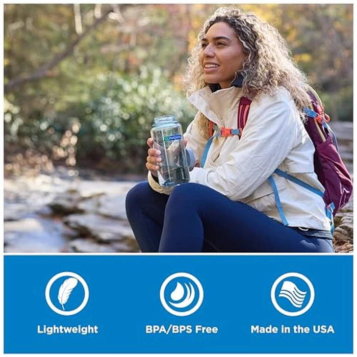 Nalgene 32 oz Wide Mouth Water Bottle BPA-Free, Durable & Leak Proof, Lightweight Bottle for Hiking & Gym, Work & Travel, Gray w/ Black Lid by Nalgene - Image 5