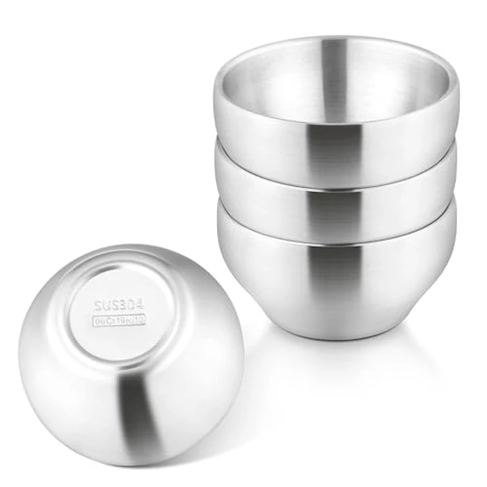 HaSteeL Bowls for Kids, 12oz 18/10 Stainless Steel Bowls, Metal Bowls for Toddler Children, Small Baby Bowls for Feeding/Soup/Snacks, Double Walled & Shatterproof, Dishwasher Safe - 4 Pack by HaSteeL - Used - Like New condition - CA$26.59