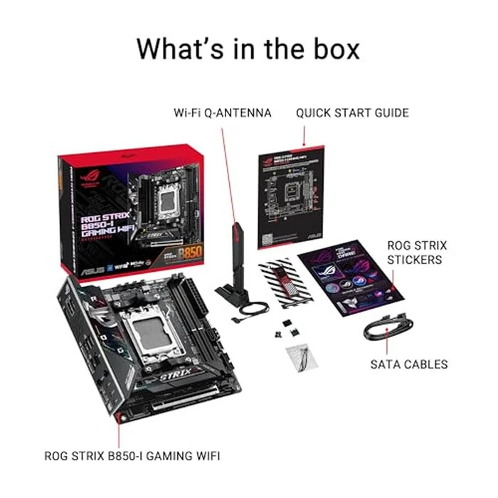 ASUS ROG Strix B850-I Gaming WiFi AMD AM5 B850 Mini-ITX mITX Motherboard 10+2+1 Stages, DDR5, 2.5G LAN, WiFi 7, 2X M.2, PCIe(R) 5.0 x16, USB 20Gbps Type-C(R), AI Overclocking, AI Networking II, Aura Sync by ASUS - Image 6