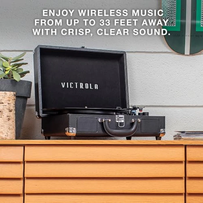 Victrola Journey Bluetooth Portable Suitcase Record Player - with Built-in Speakers, 3 Speed Vinyl Record Player, RCA Out, Headphone Jack (Cognac) by Victrola - Image 5