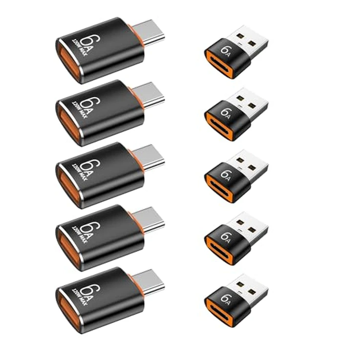 10-Pack 10Gbps/120W USB C to USB Adapter & C Male to 3.1 Female Charger,Compatible with MacBook Pro/Air, iPhone 16 15 Pro Max/15 Plus/14 13 12 Samsung Galaxy S24/S23/S22/S21 by Pastall - Used - Like New condition