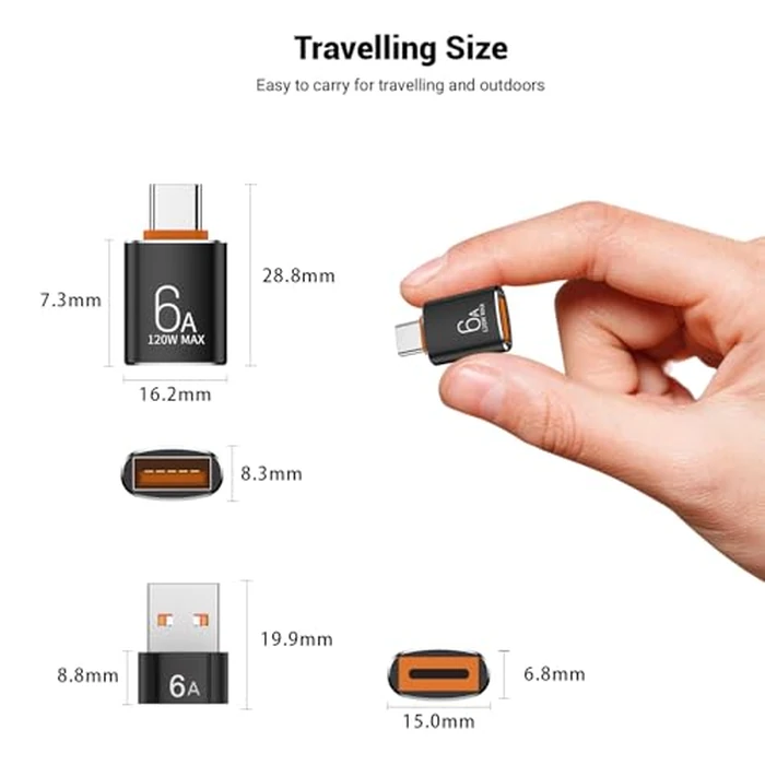 10-Pack 10Gbps/120W USB C to USB Adapter & C Male to 3.1 Female Charger,Compatible with MacBook Pro/Air, iPhone 16 15 Pro Max/15 Plus/14 13 12 Samsung Galaxy S24/S23/S22/S21 by Pastall - Image 5