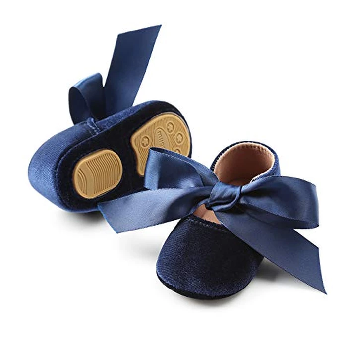 KIDSUN Infant Baby Girls Mary Jane Shoes Non-Slip Rubber Sole Ballet Slippers Princess Dress Wedding Shoes Newborn Crib Shoes First Walkers Shoes by KIDSUN - Used - Very Good condition