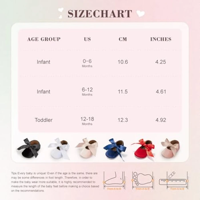 KIDSUN Infant Baby Girls Mary Jane Shoes Non-Slip Rubber Sole Ballet Slippers Princess Dress Wedding Shoes Newborn Crib Shoes First Walkers Shoes by KIDSUN - Image 6