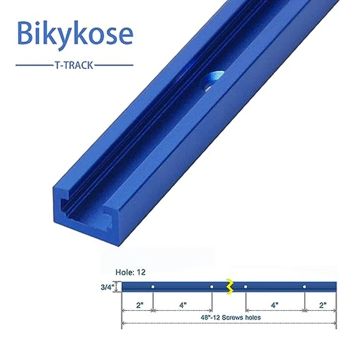 4 Pack 48" T-Track for Woodworking with Screws, Aluminum Alloy Woodworking Tools Double Cut Profile Universal T-Tracks with Predrilled Mounting Holes, Anodized Blue by Bikykose - Image 3
