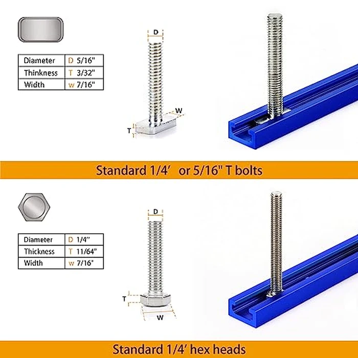 4 Pack 48" T-Track for Woodworking with Screws, Aluminum Alloy Woodworking Tools Double Cut Profile Universal T-Tracks with Predrilled Mounting Holes, Anodized Blue by Bikykose - Image 4