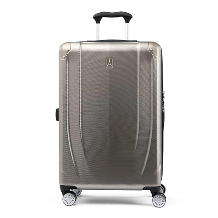Travelpro Pathways 3 Hardside Expandable Luggage, 8 Spinner Wheels, Lightweight Hard Shell Suitcase, Champagne, Checked Medium by Travelpro - Used - Very Good condition - CA$131.96