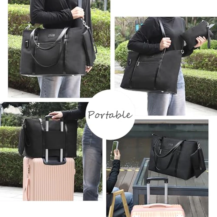 Laptop Tote Bag for Women 17.3 Inch Laptop Bag with Wristlet Wallet Large Teacher Tote Bag Waterproof Nylon Work Bag Computer Tote Bag Handbag Satchel Shoulder Bag (2pcs) by TANTO - Image 5