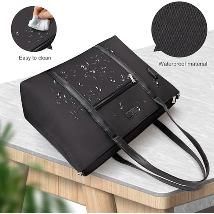 Laptop Tote Bag for Women 17.3 Inch Laptop Bag with Wristlet Wallet Large Teacher Tote Bag Waterproof Nylon Work Bag Computer Tote Bag Handbag Satchel Shoulder Bag (2pcs) by TANTO - Image 7