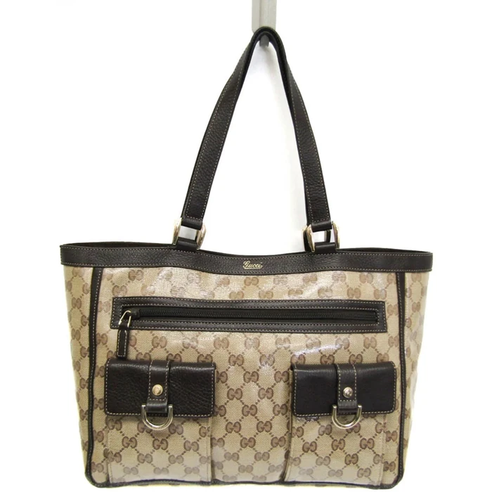 Gucci GG Crystal Leather PVC Tote Bag - Leather - Beige/Dark Brown by Gucci - Image 1