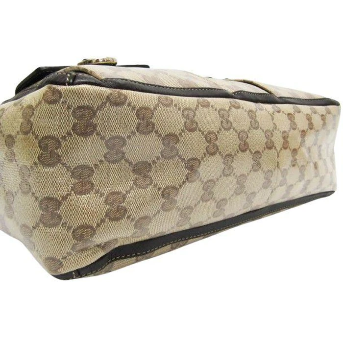 Gucci GG Crystal Leather PVC Tote Bag - Leather - Beige/Dark Brown by Gucci - Image 5