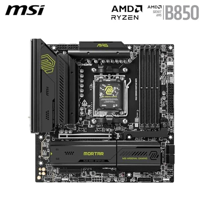 MSI MAG B850M Mortar WiFi Motherboard, mATX - Supports AMD Ryzen 9000/8000 / 7000 Processors, AM5-60A SPS VRM, DDR5 Memory Boost 8200+ MT/s (OC), PCIe 5.0 x16, M.2 Gen5, Wi-Fi 7, 5G LAN by msi - Image 2