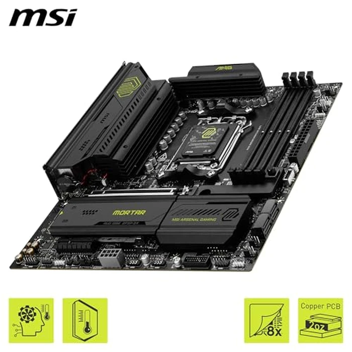 MSI MAG B850M Mortar WiFi Motherboard, mATX - Supports AMD Ryzen 9000/8000 / 7000 Processors, AM5-60A SPS VRM, DDR5 Memory Boost 8200+ MT/s (OC), PCIe 5.0 x16, M.2 Gen5, Wi-Fi 7, 5G LAN by msi - Image 4