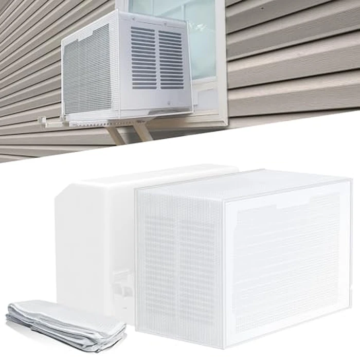 Air Conditioner Covers for Outside Window Units: Mesh Cover for Midea U Shaped AC 8000BTU 10000BTU 12000BTU, Waterproof Breathable PVC AC Cover, Anti-Leaf, Easy Air Flow, 20"x12.2"x13.4", White by Toutgood - Image 1