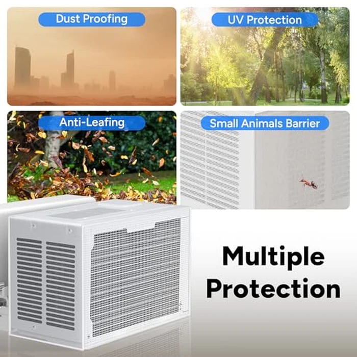 Air Conditioner Covers for Outside Window Units: Mesh Cover for Midea U Shaped AC 8000BTU 10000BTU 12000BTU, Waterproof Breathable PVC AC Cover, Anti-Leaf, Easy Air Flow, 20"x12.2"x13.4", White by Toutgood - Image 3