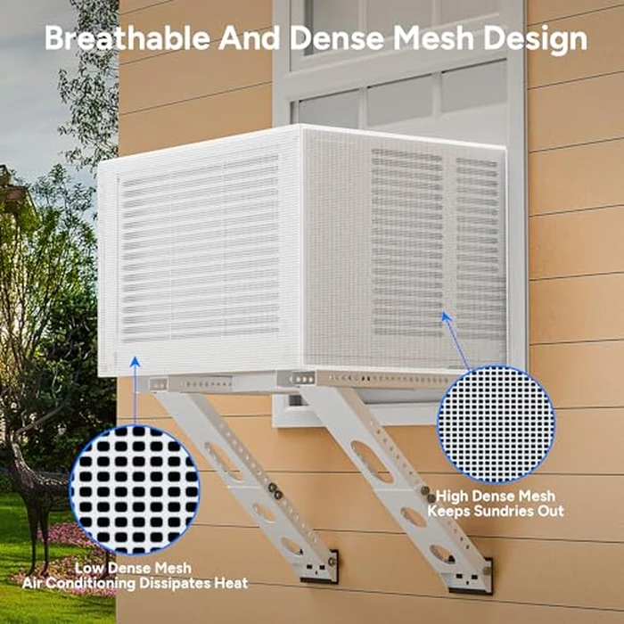 Air Conditioner Covers for Outside Window Units: Mesh Cover for Midea U Shaped AC 8000BTU 10000BTU 12000BTU, Waterproof Breathable PVC AC Cover, Anti-Leaf, Easy Air Flow, 20"x12.2"x13.4", White by Toutgood - Image 5