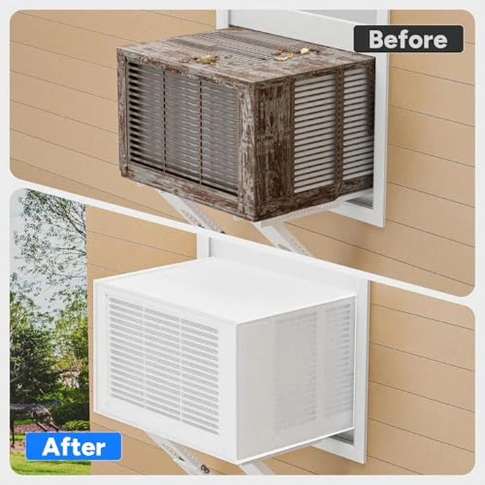 Air Conditioner Covers for Outside Window Units: Mesh Cover for Midea U Shaped AC 8000BTU 10000BTU 12000BTU, Waterproof Breathable PVC AC Cover, Anti-Leaf, Easy Air Flow, 20"x12.2"x13.4", White by Toutgood - Image 6