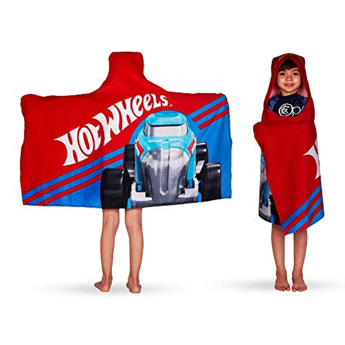 Franco Kids Bath and Beach Super Soft Cotton Hooded Towel Wrap, 24 in x 50 in, Hot Wheels by Franco - Used - Good condition - CA$16.68