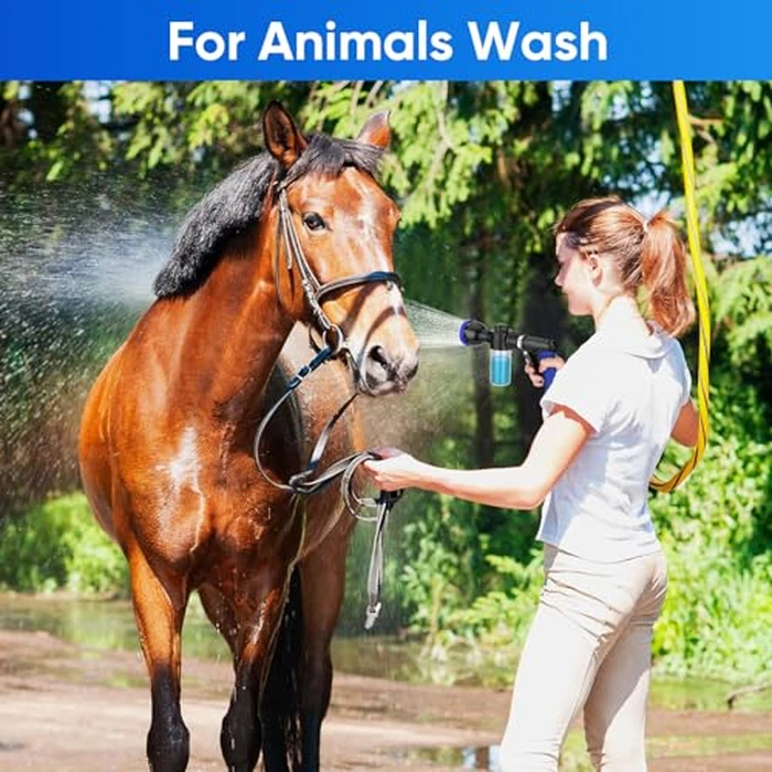 Pet Bathing Sprayer Kit,10 Spray Patterns, Adjustable Hose Wash Sprayer with 4 to 8 Bars Foam Blaster,Suitable for Pet Washing, Car Cleaning and Garden Use with 1/2” Quick Connector by PWEZON - Image 6