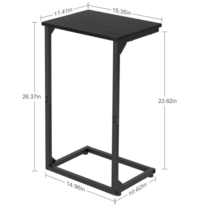 AMHANCIBLE C Shaped End Tables Set of 2, Couch Side Tables that Slide Under, TV Trays for Living Room, Bedroom, Small Space, Sofa, Black HET02BBK by AMHANCIBLE - Image 3