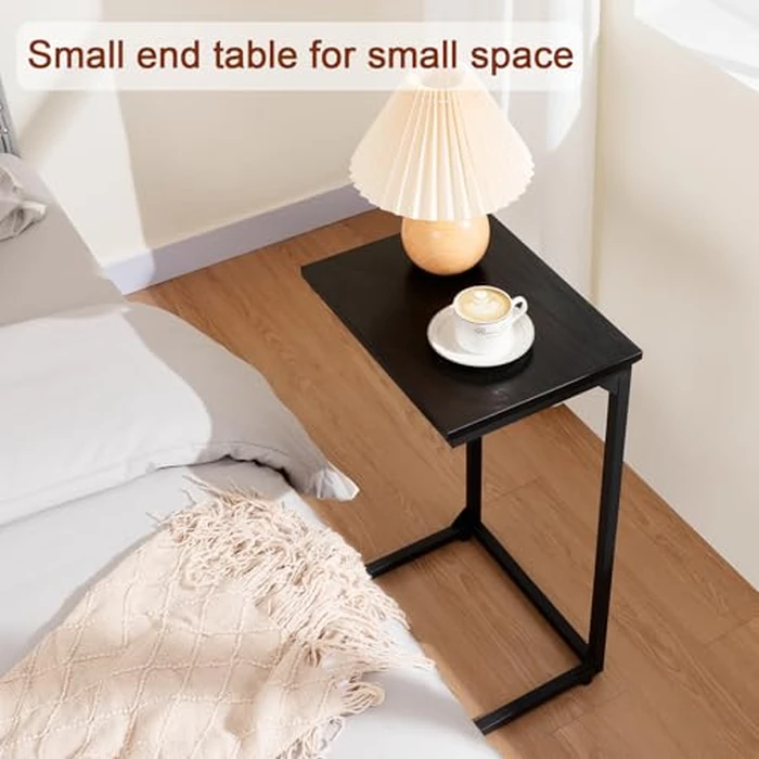AMHANCIBLE C Shaped End Tables Set of 2, Couch Side Tables that Slide Under, TV Trays for Living Room, Bedroom, Small Space, Sofa, Black HET02BBK by AMHANCIBLE - Image 8