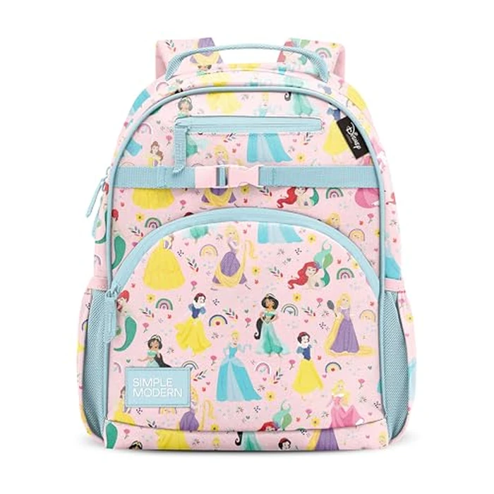 Simple Modern Disney Toddler Backpack for School Girls | Kindergarten Elementary Kids Backpack | Fletcher Collection | Kids - Medium (15" Tall) | Princess Rainbows by Simple Modern - Used - Acceptable condition - CA$34.96