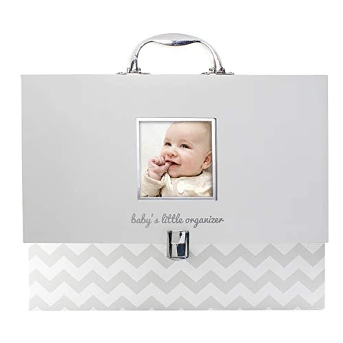 Pearhead Baby Briefcase and Document Organizer, All In One Expanding File Folder, Baby's Paperwork and Records, Newborn Keepsake and Memory Box with Labels, Baby Girl or Baby Boy Gift, Gray Chevron by Pearhead - Used - Like New condition - US$19.98