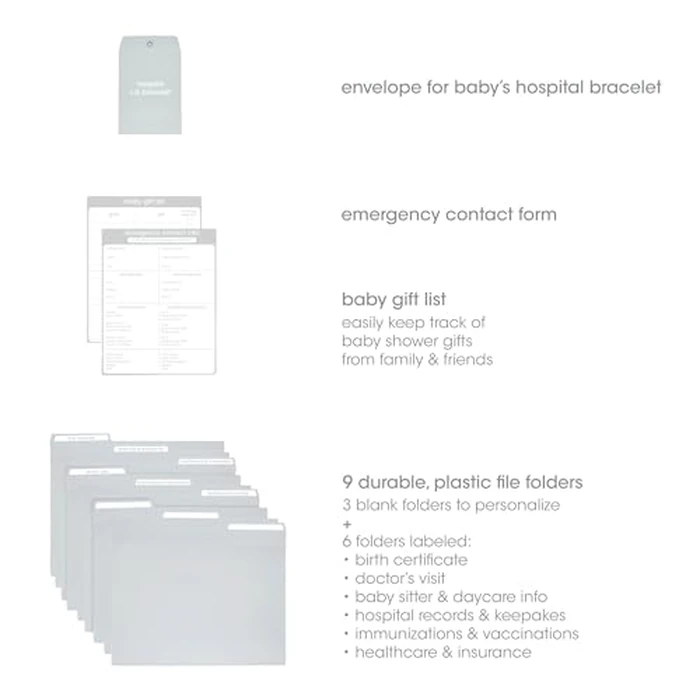 Pearhead Baby Briefcase and Document Organizer, All In One Expanding File Folder, Baby's Paperwork and Records, Newborn Keepsake and Memory Box with Labels, Baby Girl or Baby Boy Gift, Gray Chevron by Pearhead - Image 3