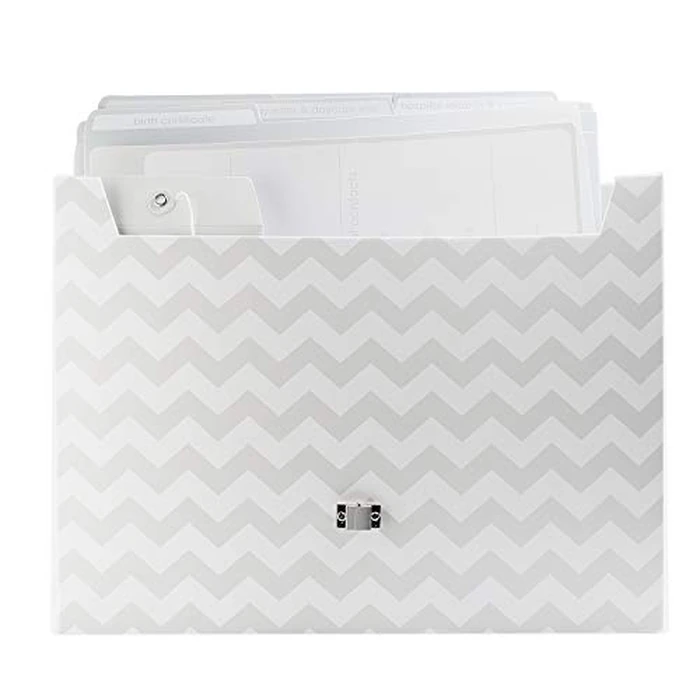 Pearhead Baby Briefcase and Document Organizer, All In One Expanding File Folder, Baby's Paperwork and Records, Newborn Keepsake and Memory Box with Labels, Baby Girl or Baby Boy Gift, Gray Chevron by Pearhead - Image 4