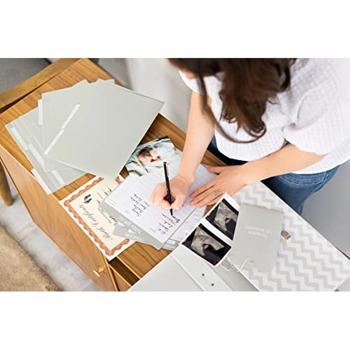 Pearhead Baby Briefcase and Document Organizer, All In One Expanding File Folder, Baby's Paperwork and Records, Newborn Keepsake and Memory Box with Labels, Baby Girl or Baby Boy Gift, Gray Chevron by Pearhead - Image 5