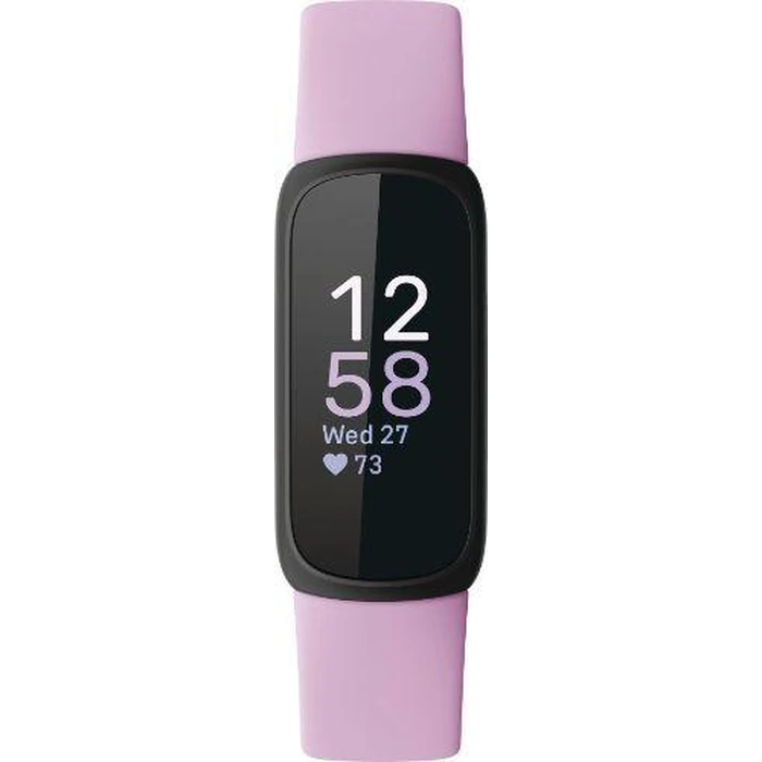 Fitbit Inspire 3 Health and Fitness Tracker - 36mm - Black Plastic Resin Case with Lilac Bliss Silicone Silicone Band - Small Size by Fitbit - Image 1