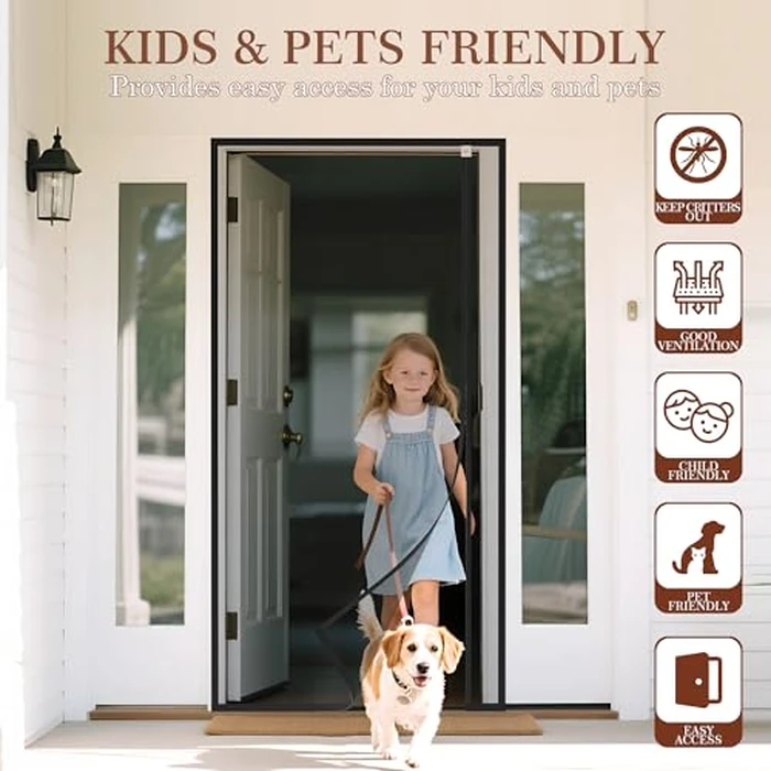 Yotache Magnetic Screen Door, Reversible Left Right Side Opening Fits Door Size 36 x 82, Heavy Duty Polyester Mesh with Self-Closing for Sliding & Patio, Pet & Kid Friendly by yotache - Image 7