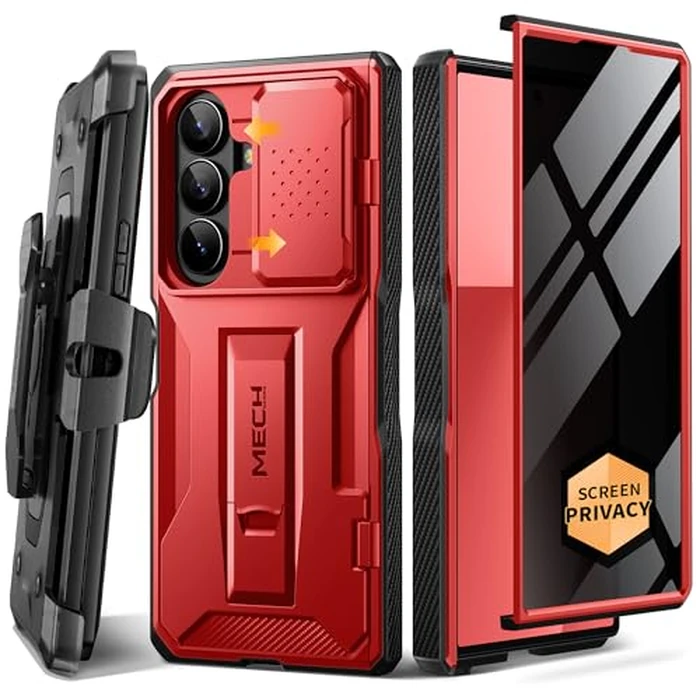 TONGATE for Z Fold 7 Case with Privacy Screen Protector, [Built-in Slide Camera Cover & Stand] [Anti Spy] Military Grade Drop Phone Case for Samsung Galaxy Z Fold 7 with Belt Clip, Red Privacy by TONGATE - Used - Acceptable condition