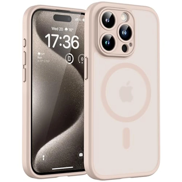 TOCOL Magnetic for iPhone 15 Pro Case, Upgraded Full Camera Protection, Compatible with Magsafe, Drop Protection, Translucent Matte Back Bumper Phone Cover 6.1-Inch (Desert) by TOCOL - Used - Acceptable condition - CA$10.83