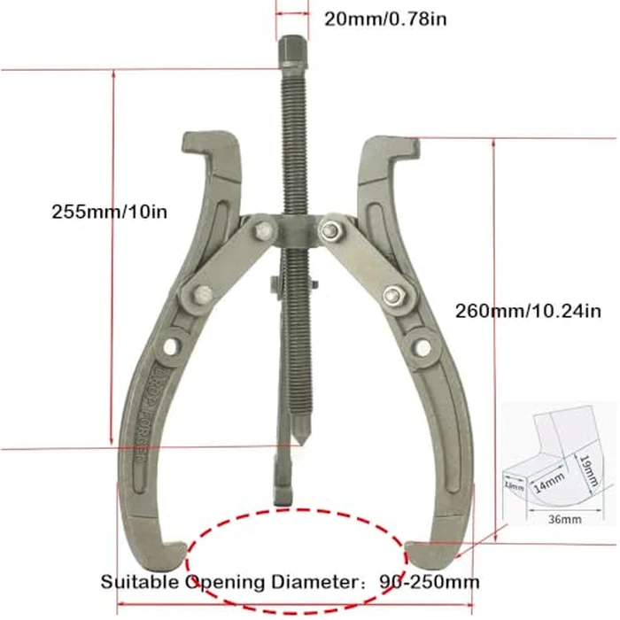 10" Gear Puller,3 Jaw Puller for Pulley Gear Bearing Flywheel Removal,2 Jaw / 3 Jaw Puller with Reversible Jaws, Bearing Puller Suitable for Automotive Repair and Industrial Maintenance (10in) by MANNIFEN - Image 2