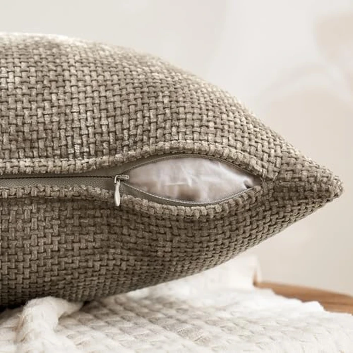 MIULEE Pack of 4 Couch Throw Pillow Covers 22x22 Inch Neutral Soft Decorative Chenille Pillow Covers Farmhouse Boho Accent Cushion Covers for Mid Century Modern Spring Decor Sofa Bedroom Living Room by MIULEE - Image 7