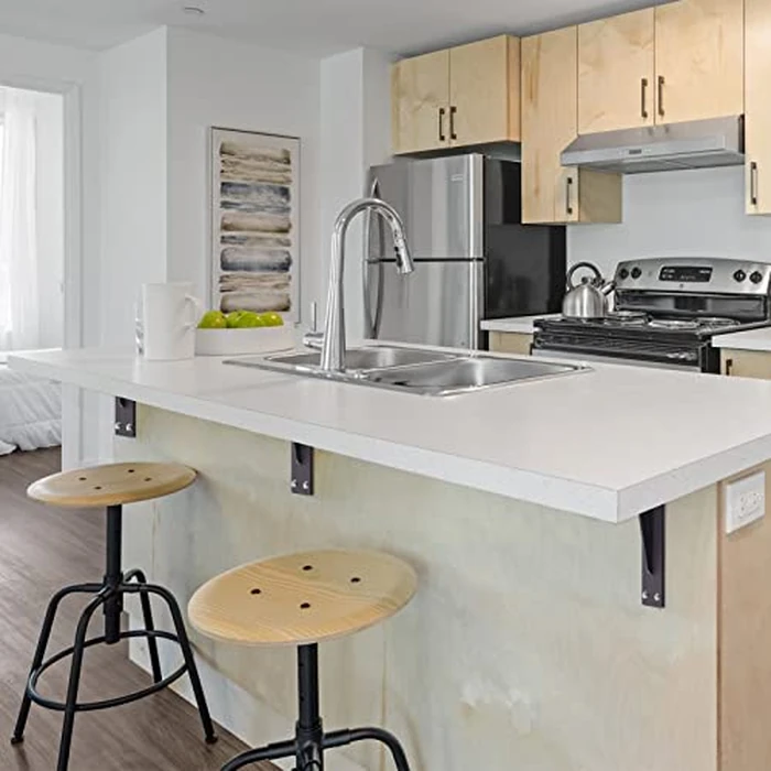 YUMORE Countertop Support Bracket Heavy Duty 16x10x2 in, 1/5IN Thicken Solid L Brackets Countertop Bar Shelf Bracket, Includes Hardware, Matte Black, 2 Pack by YUMORE - Image 7