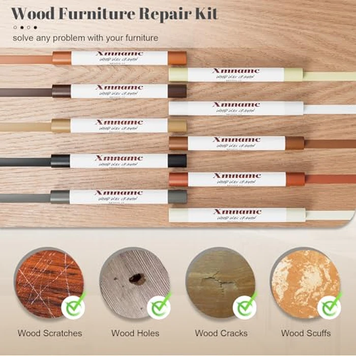 Wood Filler Sticks Set of 21 - Furniture Repair Kit for Scratches, Cracks, Nail Holes and Scuffs, Wood Wax Crayons Furniture Markers for Repairing Furniture, Floors, Tables, Cabinets, Doors and Desks by Xmnamc - Image 3