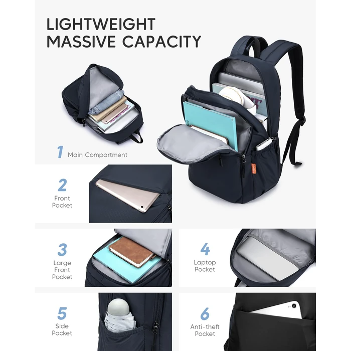 Nixjoro 40x30x15cm Personal Item Bag Travel Backpack Carry On Flight Approved with Anti-Theft Pocket Water-resistant Casual Daypack for Weekender Business Hiking,Beige by Nixjoro - Image 3