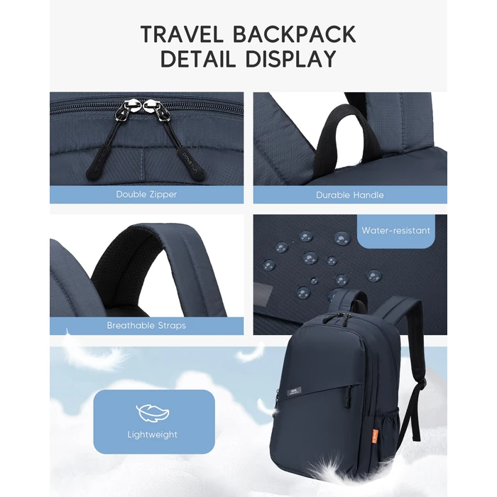 Nixjoro 40x30x15cm Personal Item Bag Travel Backpack Carry On Flight Approved with Anti-Theft Pocket Water-resistant Casual Daypack for Weekender Business Hiking,Beige by Nixjoro - Image 4