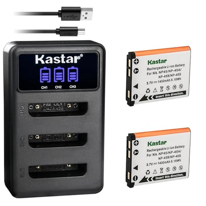 Kastar Battery (X2) & LCD Dual Charger Replacement for FNP-45, EN-EL10, LI-42B LI-40B, KLIC-7006 K7006, CNP-80 CNP80, D-Li63, D-Li108, DS-6365 Battery. by Kastar - Used - Like New condition - US$8.57
