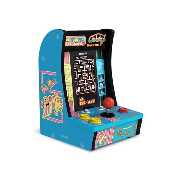 Arcade1Up Class of ‘81 Ms. PAC-Man/Galaga Countercade - 3 Classic Games, Retro Game Console for Home, Portable Console with 7-inch Screen, Table-top Video Game for Game Room by ARCADE1UP - Used - Like New condition - US$149.87