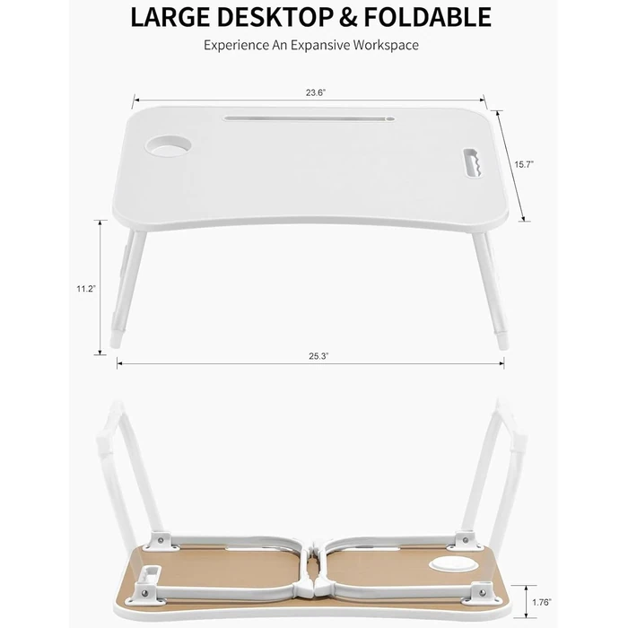 Zeaptac Laptop Bed Desk Foldable Lap Table - White by Zeaptac - Image 2