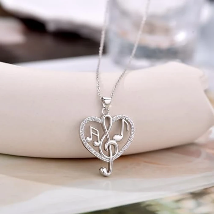 HELORET Music Note Necklace - Love Heart Treble Clef Pendant Jewelry Gifts for Music Lover by HELORET - Image 4