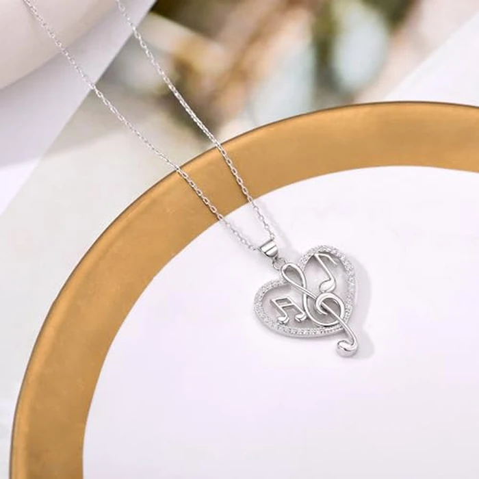 HELORET Music Note Necklace - Love Heart Treble Clef Pendant Jewelry Gifts for Music Lover by HELORET - Image 6